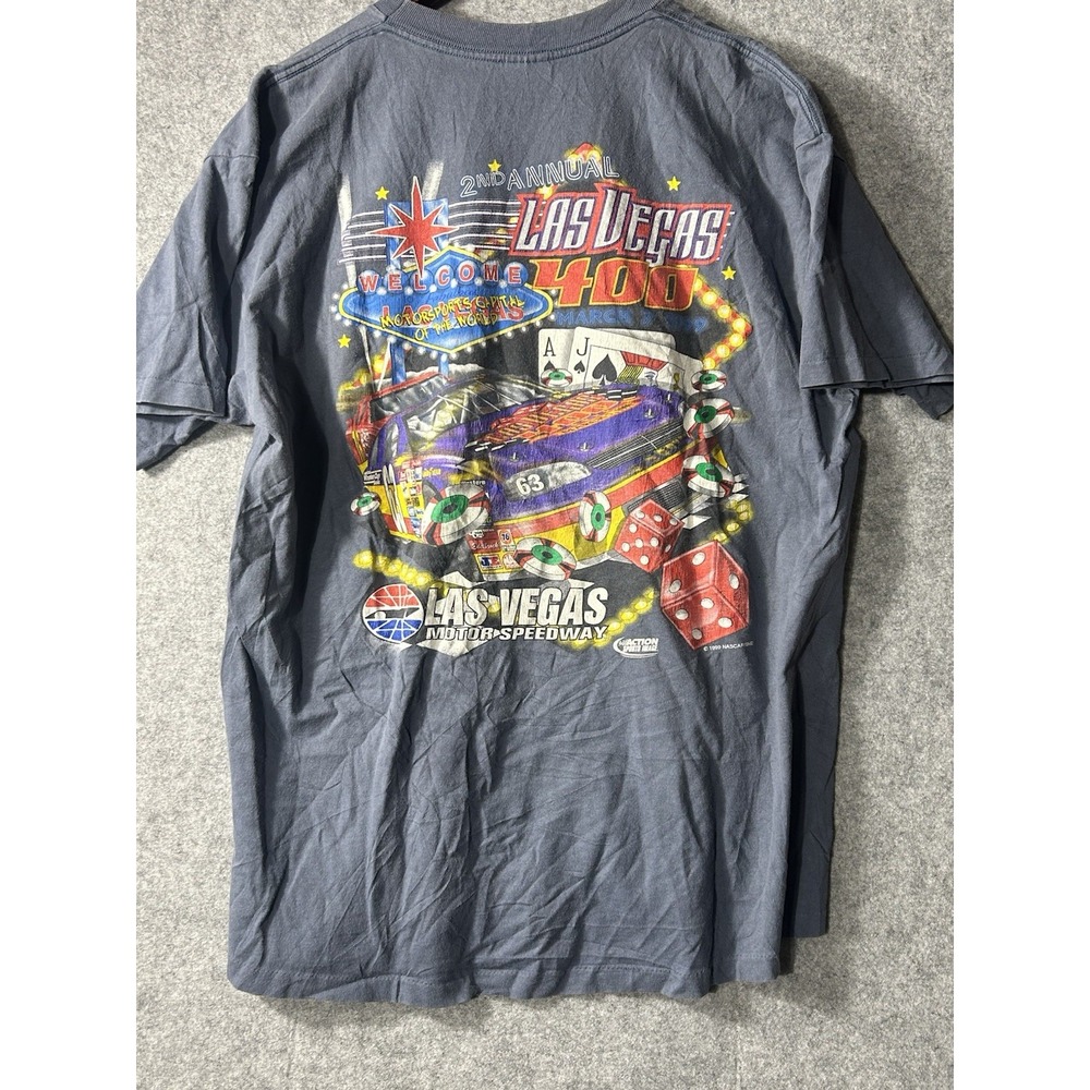 VTG 1999 Las Vegas 400 NASCAR T-Shirt XL Anvil USA Las Vegas Back Hit Speedway